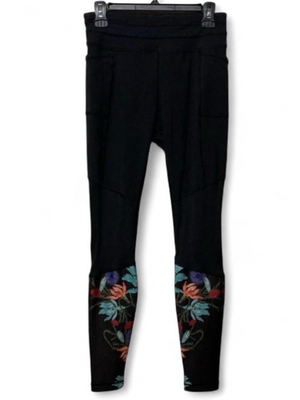 Calia Black Floral-Accent Leggings